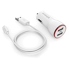 Азу Anker 4.8А 2USB c кабелем Micro USB белый Anker B2310H21.