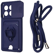 Чехол накладка MULTI FUNCTION 4 в 1 для TECNO Camon 30 4G, цвет темно синий