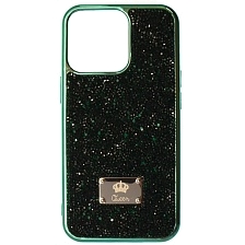 Чехол накладка Queen для APPLE iPhone 13 Pro (6.1"), силикон, стразы, цвет зеленый (Уценка)