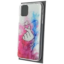 Чехол накладка Vinil для APPLE iPhone 11, силикон, блестки, глянцевый, рисунок щелчок с сердечком Чехол накладка Vinil для APPLE iPhone 11, силикон, блестки, глянцевый, рисунок щелчок с сердечком