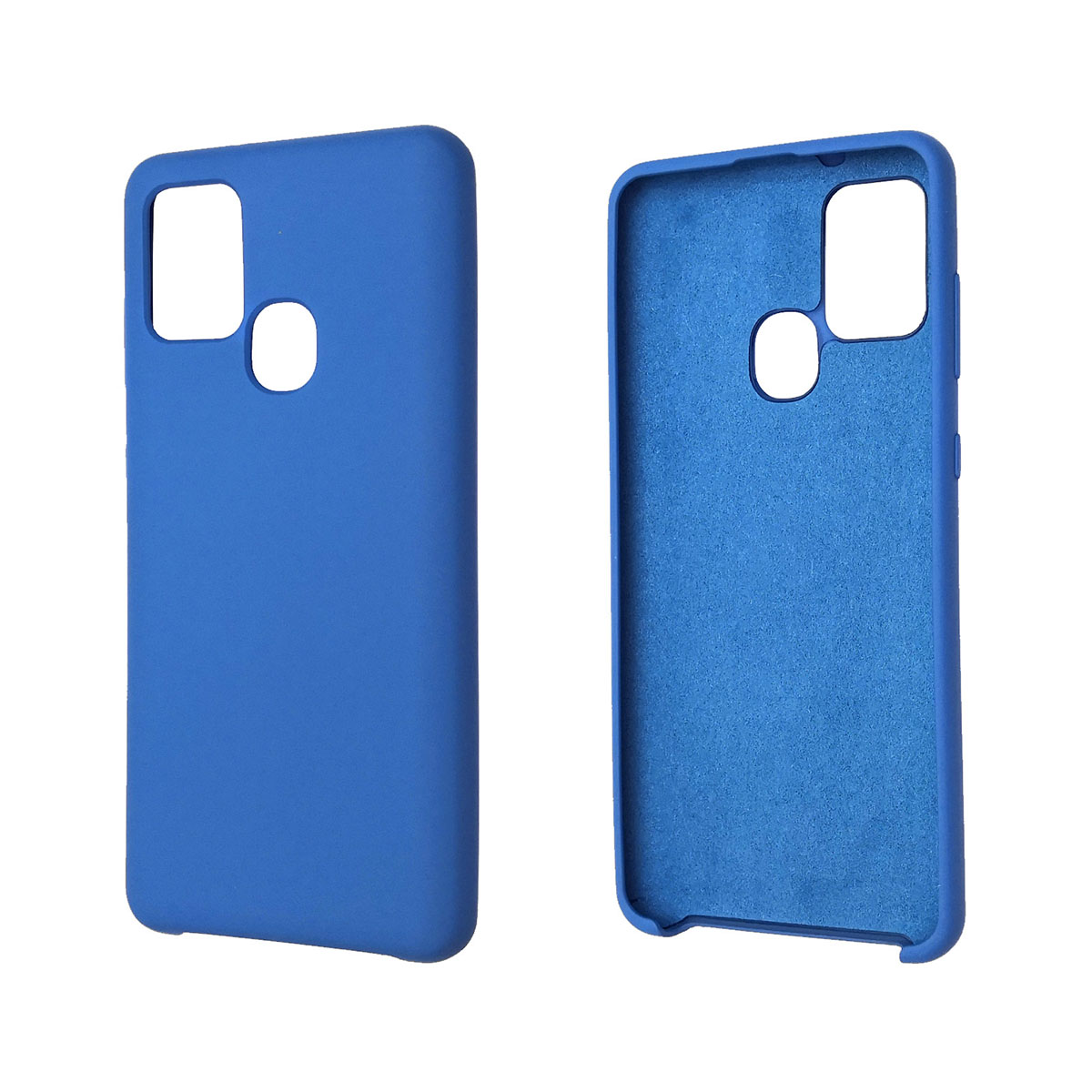 Чехол накладка Silicon Cover для SAMSUNG Galaxy A21S (SM-A217), силикон, бархат, цвет синий. Чехол накладка Silicon Cover для SAMSUNG Galaxy A21S (SM-A217), силикон, бархат, цвет синий.