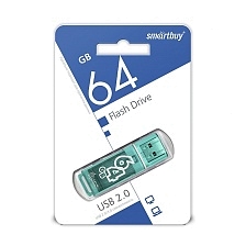 Флешка USB 64GB Smart Buy Glossy, цвет зеленый