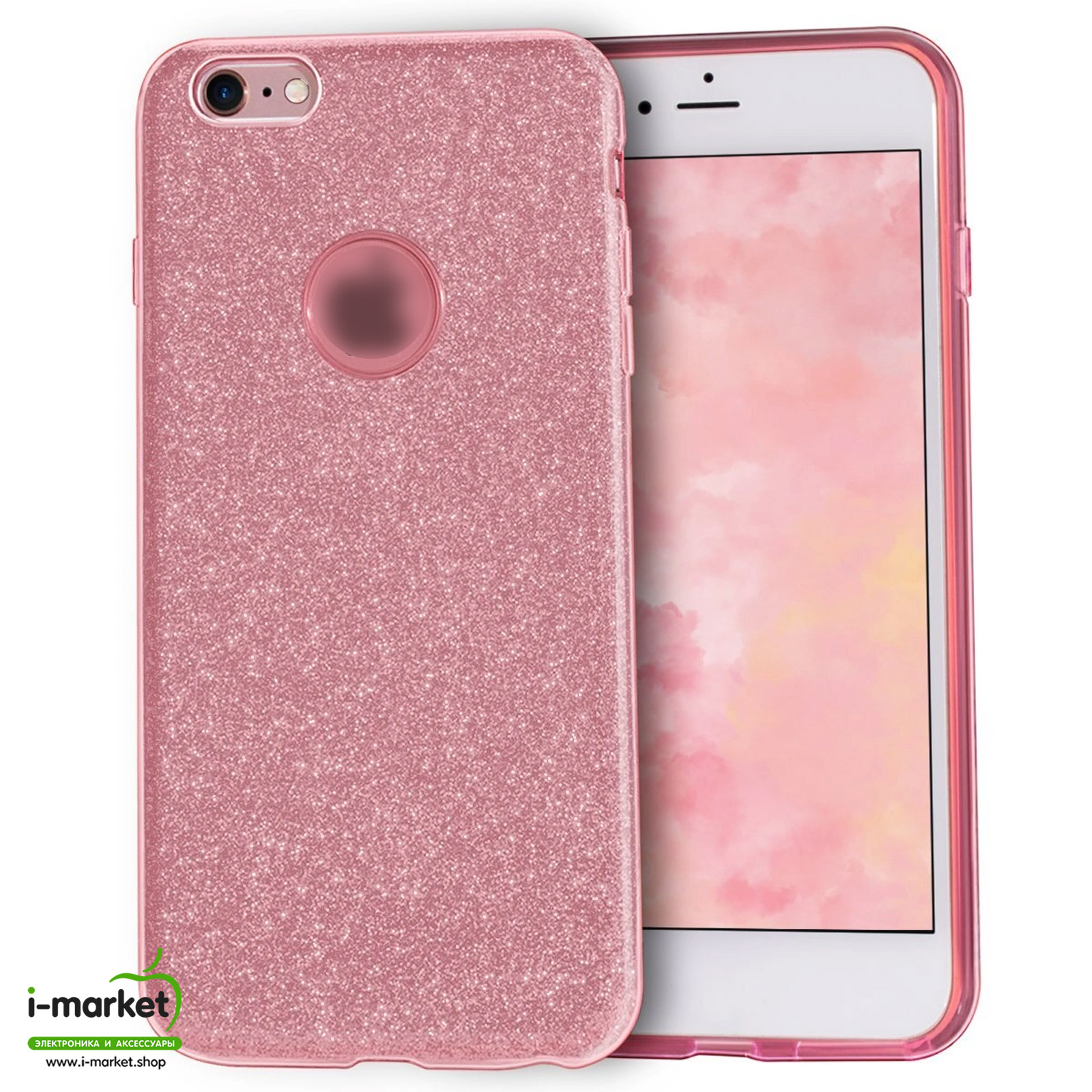 Чехол накладка Shine для APPLE iPhone 6 Plus, 6S Plus, силикон, блестки, цвет розовый Чехол накладка Shine для APPLE iPhone 6 Plus, 6S Plus, силикон, блестки, цвет розовый