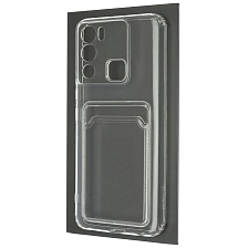 Чехол накладка CARD CASE для INFINIX Hot 12i, силикон, отдел для карт, цвет прозрачный Чехол накладка CARD CASE для INFINIX Hot 12i, силикон, отдел для карт, цвет прозрачный
