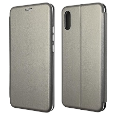 Чехол книжка STYLISH для XIAOMI Redmi 9A, экокожа, визитница, цвет серебристый Чехол книжка STYLISH для XIAOMI Redmi 9A, экокожа, визитница, цвет серебристый