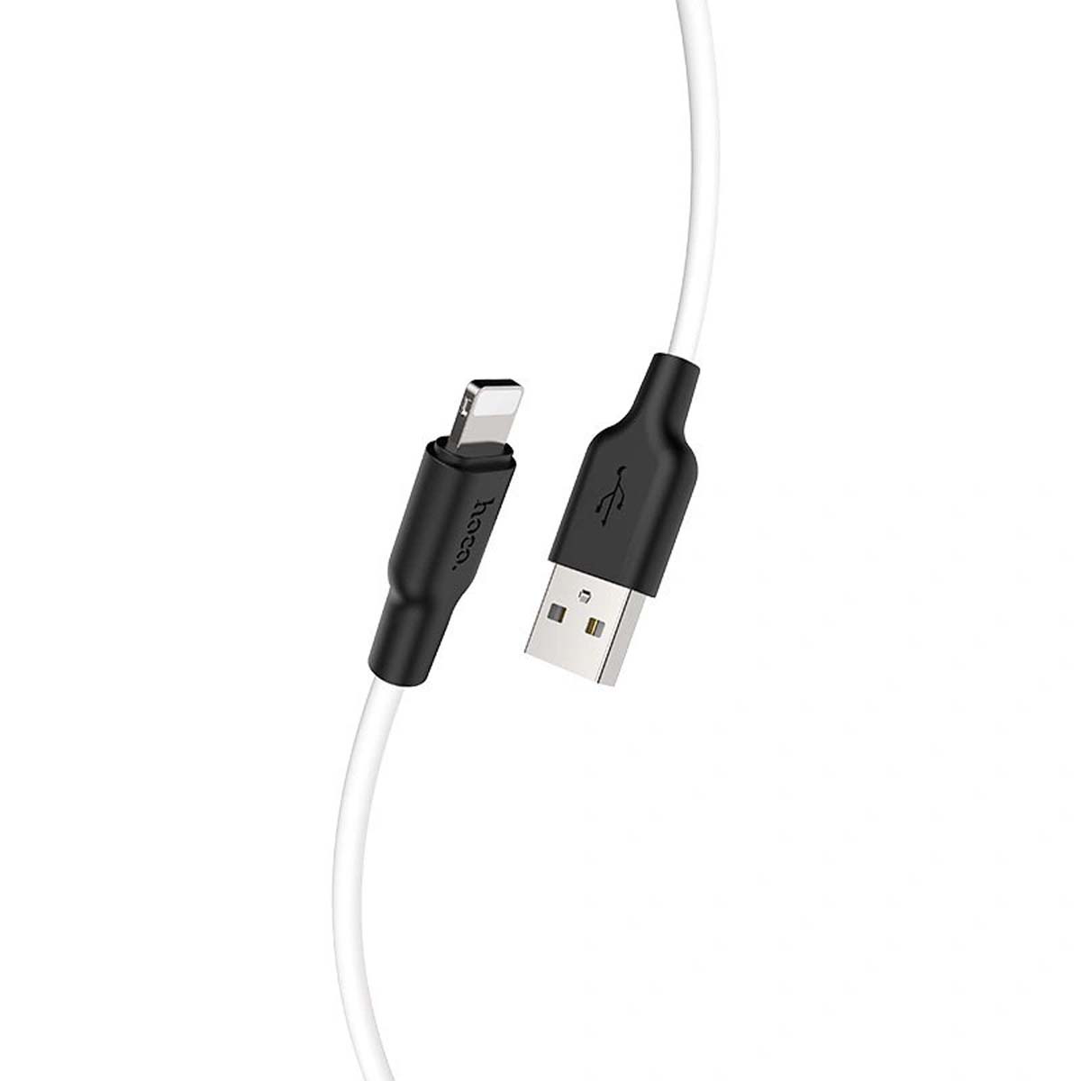 Кабель HOCO X21 Plus Lightning 8 pin, флуоресцентный, 2.4A, длина 1 метр, цвет черно белый