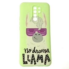 Чехол накладка для XIAOMI Redmi 9, защита камеры, силикон, бархат, рисунок no drama LLAMA