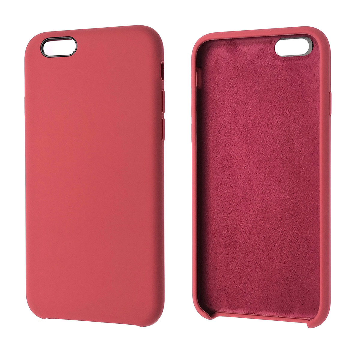 Чехол накладка Silicon Case для APPLE iPhone 6, 6S, силикон, бархат, цвет пурпурно красный. Чехол накладка Silicon Case для APPLE iPhone 6, 6S, силикон, бархат, цвет пурпурно красный.