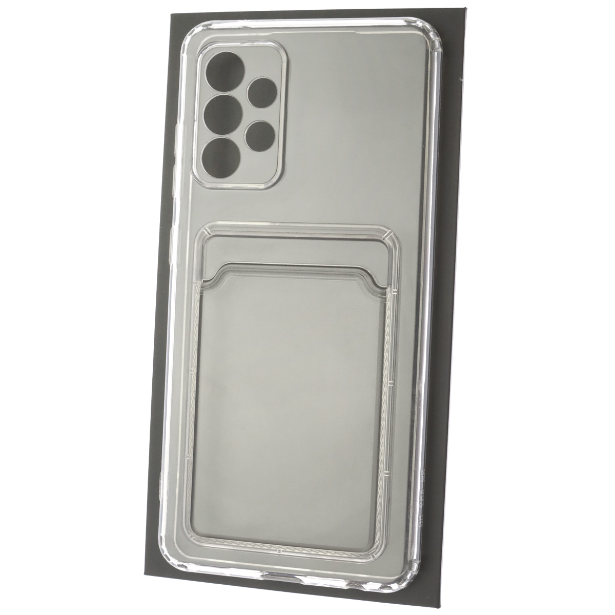Чехол накладка CARD CASE для SAMSUNG Galaxy A52 (SM-A525F), силикон, отдел для карт, цвет прозрачный