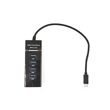 Переходник, хаб концентратор H344T USB Type C на 4 USB 3.0, цвет черный Переходник, хаб концентратор H344T USB Type C на 4 USB 3.0, цвет черный