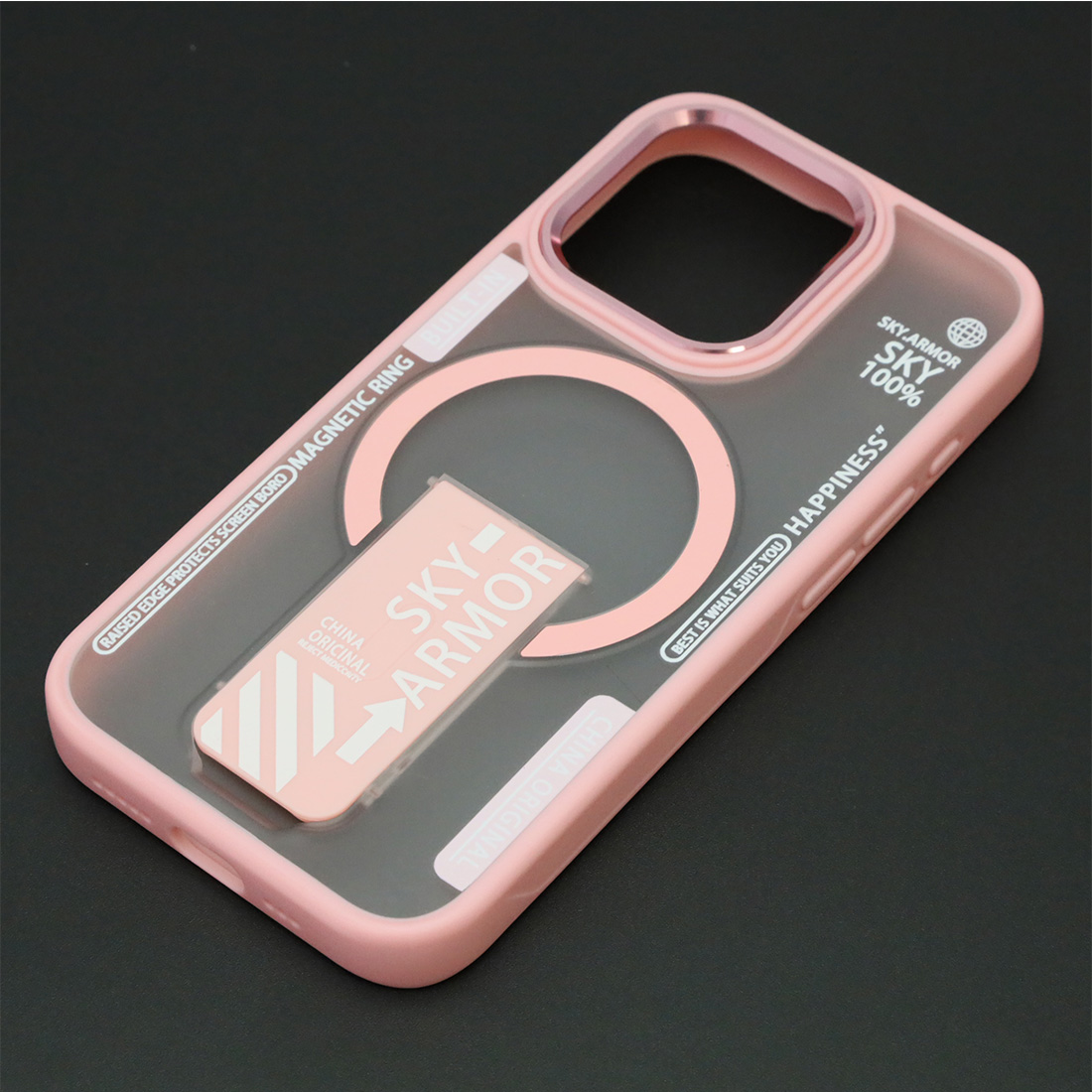 Чехол накладка Sky Armor с поддержкой MagSafe для APPLE iPhone 15 Pro, подставка, матовый, цвет розовый Чехол накладка Sky Armor с поддержкой MagSafe для APPLE iPhone 15 Pro, подставка, матовый, цвет розовый