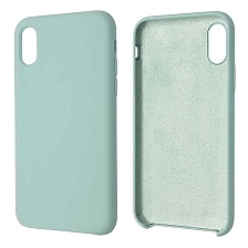 Чехол накладка Silicon Case для APPLE iPhone X, iPhone XS, силикон, бархат, цвет светло бирюзовый Чехол накладка Silicon Case для APPLE iPhone X, iPhone XS, силикон, бархат, цвет светло бирюзовый
