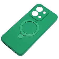 Чехол накладка Revole Mix для XIAOMI Redmi 15C, POCO C85, защита камеры, силикон, бархат, кольцо держатель, цвет зеленый
