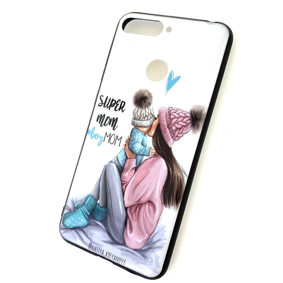Чехол накладка для HUAWEI HONOR 7A PRO, HONOR 7C, Y6 2018, Y6 PRIME, силикон, рисунок super MOM boy MOM.