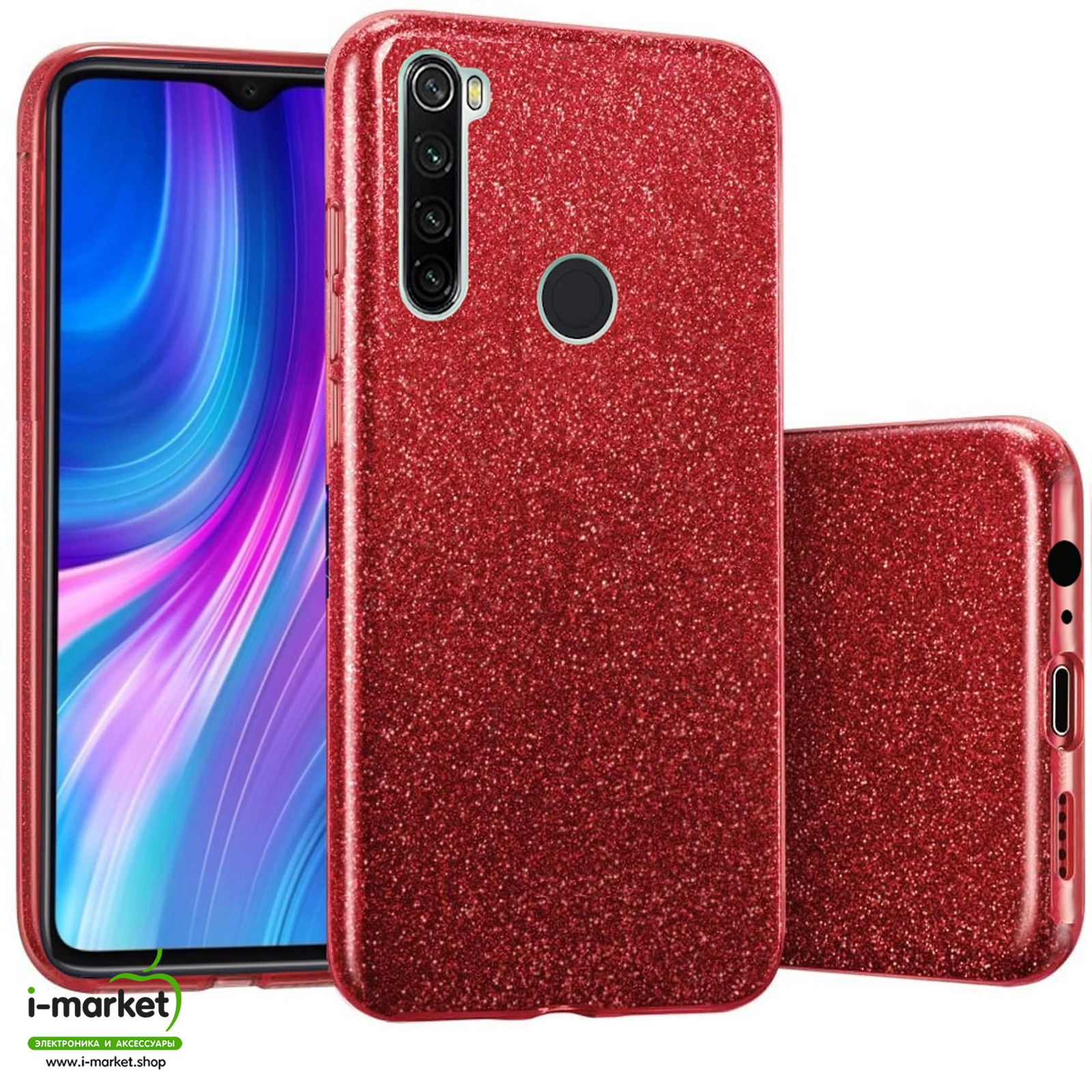 Чехол накладка Shine для XIAOMI Redmi Note 8, силикон, блестки, цвет красный Чехол накладка Shine для XIAOMI Redmi Note 8, силикон, блестки, цвет красный