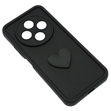 Чехол накладка для XIAOMI REDMI 14C, POCO C75, силикон, 3D сердце, защита камеры, бортики, цвет черный Чехол накладка для XIAOMI REDMI 14C, POCO C75, силикон, 3D сердце, защита камеры, бортики, цвет черный