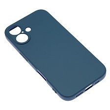 Чехол накладка NANO для APPLE iPhone 16 (6.1"), защита камеры, силикон, бархат, цвет темно синий
