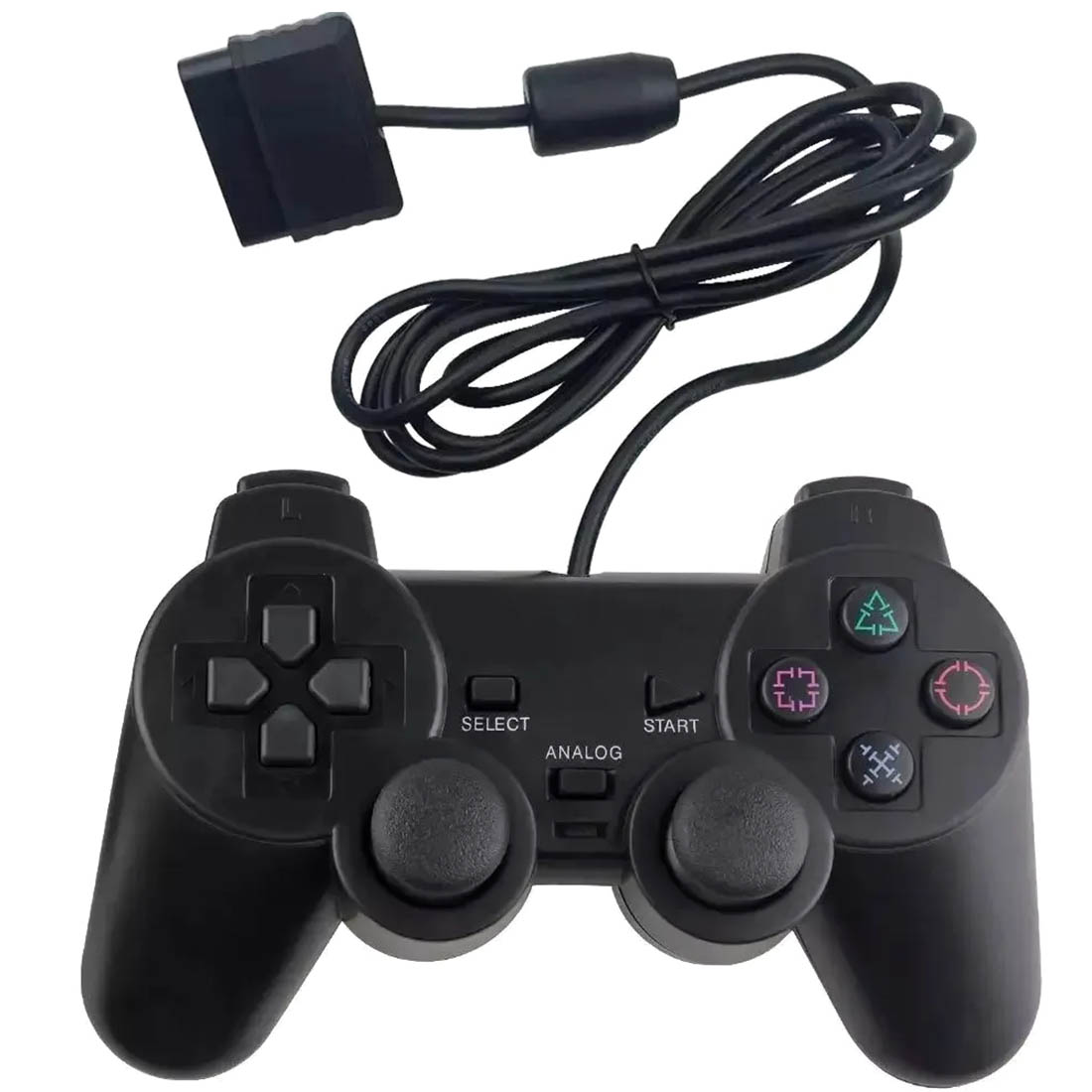 Геймпад проводной, джойстик для PS2, PS1, цвет черный