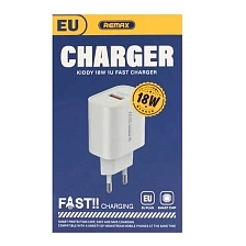 СЗУ (Сетевое зарядное устройство) REMAX Kiddy RP-U119, 18W, 1 USB, цвет белый СЗУ (Сетевое зарядное устройство) REMAX Kiddy RP-U119, 18W, 1 USB, цвет белый