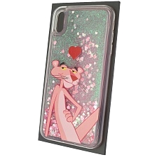 Чехол накладка для APPLE iPhone XS MAX (6.5), силикон, переливашка, рисунок Розовая пантера