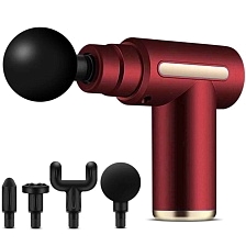 Мышечный массажер ударный MASSAGE GUN на аккумуляторе, цвет красный Мышечный массажер ударный MASSAGE GUN на аккумуляторе, цвет красный
