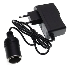 Сетевой адаптер преобразователь с 220V на 12V гнездо прикуривателя, длина кабеля 80 см, цвет черный