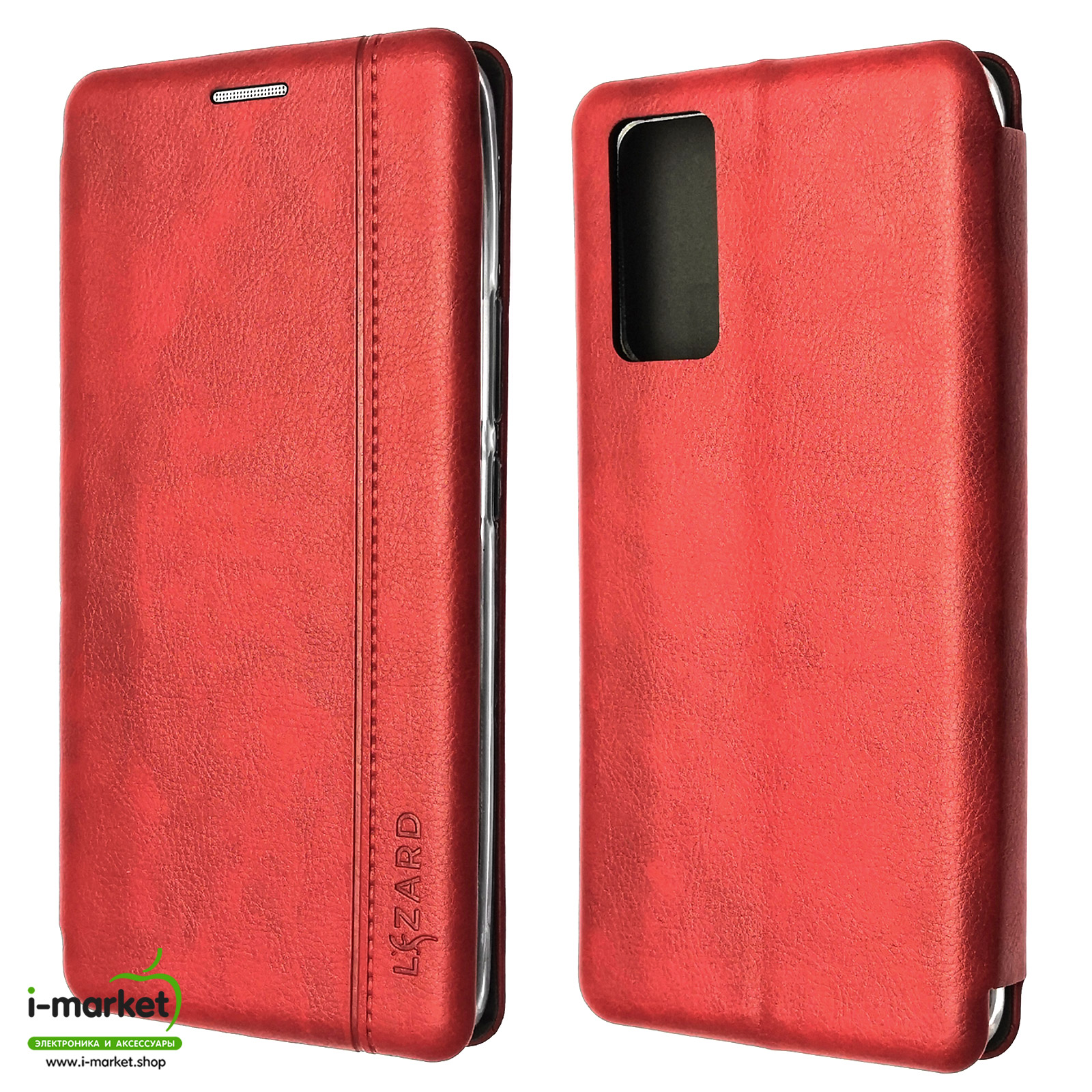Чехол книжка LIZARD для HUAWEI Honor 30 (BMH-AN10), экокожа, визитница, цвет красный.