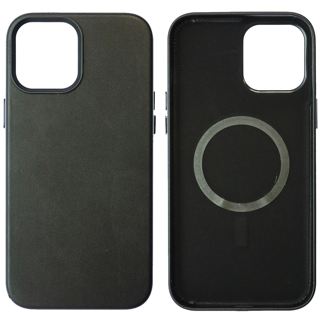 Чехол накладка Leather Case с поддержкой MagSafe для APPLE iPhone 12 Pro Max, силикон, бархат, экокожа, цвет черный Чехол накладка Leather Case с поддержкой MagSafe для APPLE iPhone 12 Pro Max, силикон, бархат, экокожа, цвет черный