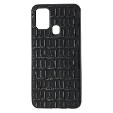 Чехол накладка для SAMSUNG Galaxy M31 (SM-M315), силикон, имитация кожи (вариант 2), цвет черный Чехол накладка для SAMSUNG Galaxy M31 (SM-M315), силикон, имитация кожи (вариант 2), цвет черный