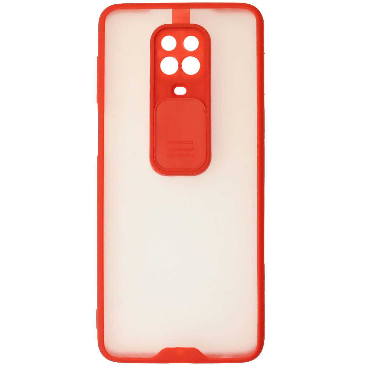 Чехол накладка LIFE TIME для XIAOMI Redmi Note 9 Pro, Redmi Note 9S, силикон, пластик, матовый, со шторкой для защиты задней камеры, цвет окантовки красный
