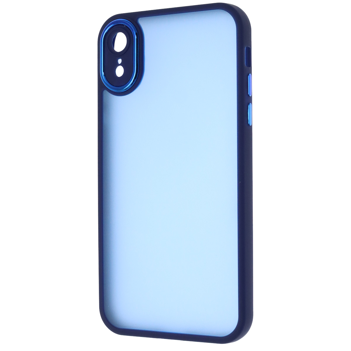 Чехол накладка KING для APPLE iPhone XR, силикон, пластик, защита камеры, цвет окантовки темно синий