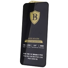 Защитное антистатическое стекло BACAS OG ESD QC F004 6/4 для XIAOMI Redmi 15C 4G, Redmi A7 Pro, POCO C85, цвет окантовки черный