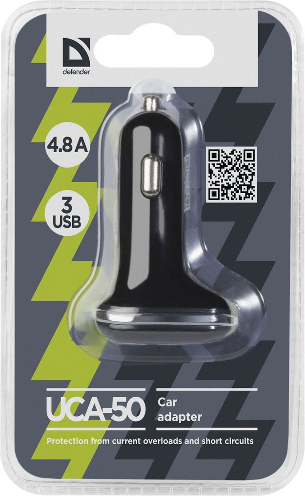 Автомобильный адаптер Defender UCA-50 3 порта USB, 5V / 4.8 A, цвет чёрный. Автомобильный адаптер Defender UCA-50 3 порта USB, 5V / 4.8 A, цвет чёрный.