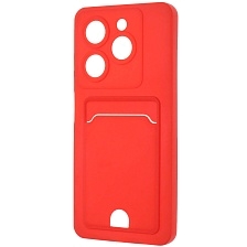 Чехол накладка BUTTON для TECNO Spark 20, TECNO Spark 20C, защита камеры, силикон, отдел для карт, цвет красный Чехол накладка BUTTON для TECNO Spark 20, TECNO Spark 20C, защита камеры, силикон, отдел для карт, цвет красный