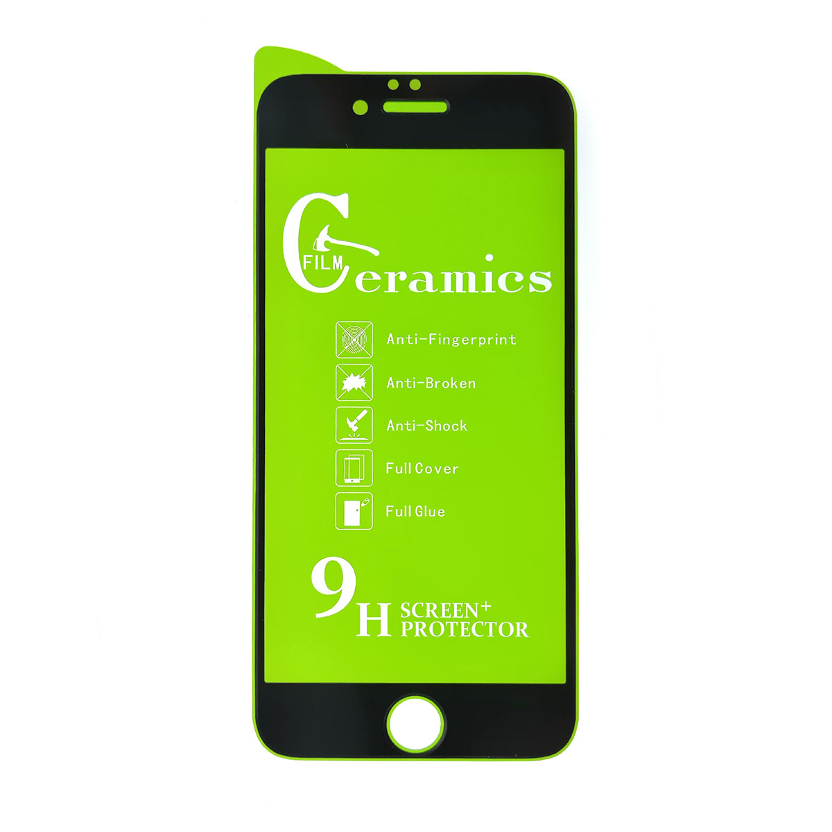 Защитное стекло 9D Ceramics для APPLE iPhone 6, iPhone 6G, iPhone 6S, цвет черный.