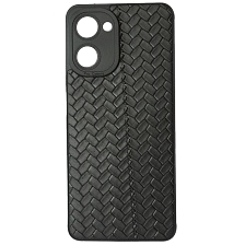 Чехол накладка для Realme 10 Pro 5G, защита камеры, силикон, плетение, цвет черный Чехол накладка для Realme 10 Pro 5G, защита камеры, силикон, плетение, цвет черный