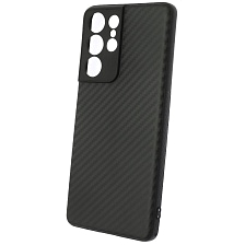 Чехол накладка для SAMSUNG Galaxy S21 Ultra (SM-G998), силикон, карбон, цвет черный Чехол накладка для SAMSUNG Galaxy S21 Ultra (SM-G998), силикон, карбон, цвет черный