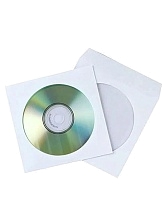 Конверт под СD, DVD диски DeTech, клапан с язычком, цвет белый