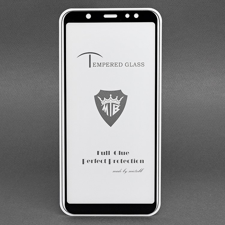 Защитное стекло "5D" Full Glue для SAMSUNG Galaxy A6 Plus (SM-A605), цвет канта чёрный.