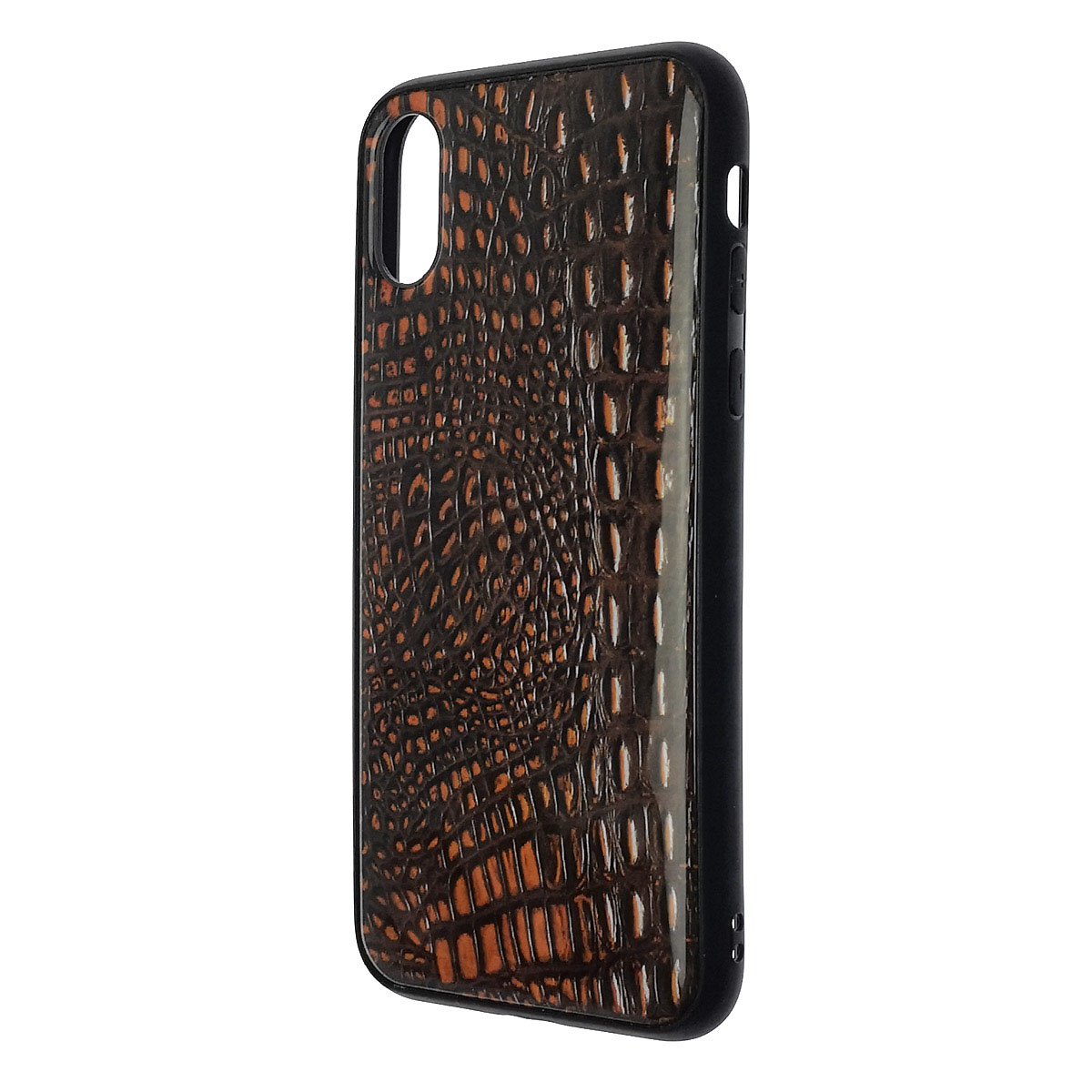 Чехол накладка для APPLE iPhone X, iPhone XS, силикон, глянцевый, рисунок Коричневая кожа Каймана Чехол накладка для APPLE iPhone X, iPhone XS, силикон, глянцевый, рисунок Коричневая кожа Каймана