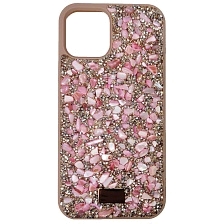 Чехол накладка для APPLE iPhone 12 (6.1"), iPhone 12 Pro (6.1"), стразы, цвет темно бежевый
