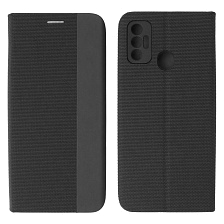 Чехол книжка MESH для TECNO Spark 7, текстиль, силикон, бархат, визитница, цвет черный