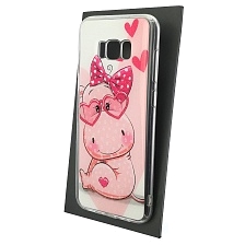 Чехол накладка для SAMSUNG Galaxy S8 Plus (SM-G955), силикон, глянцевый, блестки, рисунок Розовый бегемот в очках Чехол накладка для SAMSUNG Galaxy S8 Plus (SM-G955), силикон, глянцевый, блестки, рисунок Розовый бегемот в очках