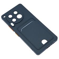 Чехол накладка BUTTON для TECNO Camon 30 4G, защита камеры, силикон, отдел для карт, цвет темно синий Чехол накладка BUTTON для TECNO Camon 30 4G, защита камеры, силикон, отдел для карт, цвет темно синий