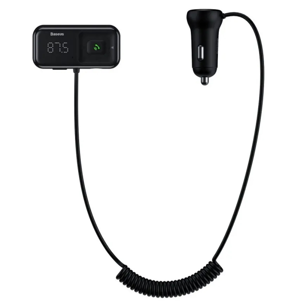 АЗУ (Автомобильное зарядное устройство) BASEUS CCTM-E01 с FM-трансмиттером, 2 USB, Bluetooth, цвет черный (распродажа -50%)