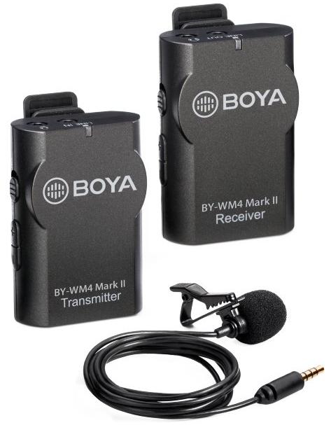 Цифровой беспроводной всенаправленный петличный (на прищепке) микрофон Boya BY-WM4 Mark II, цвет черный (распродажа -30%)