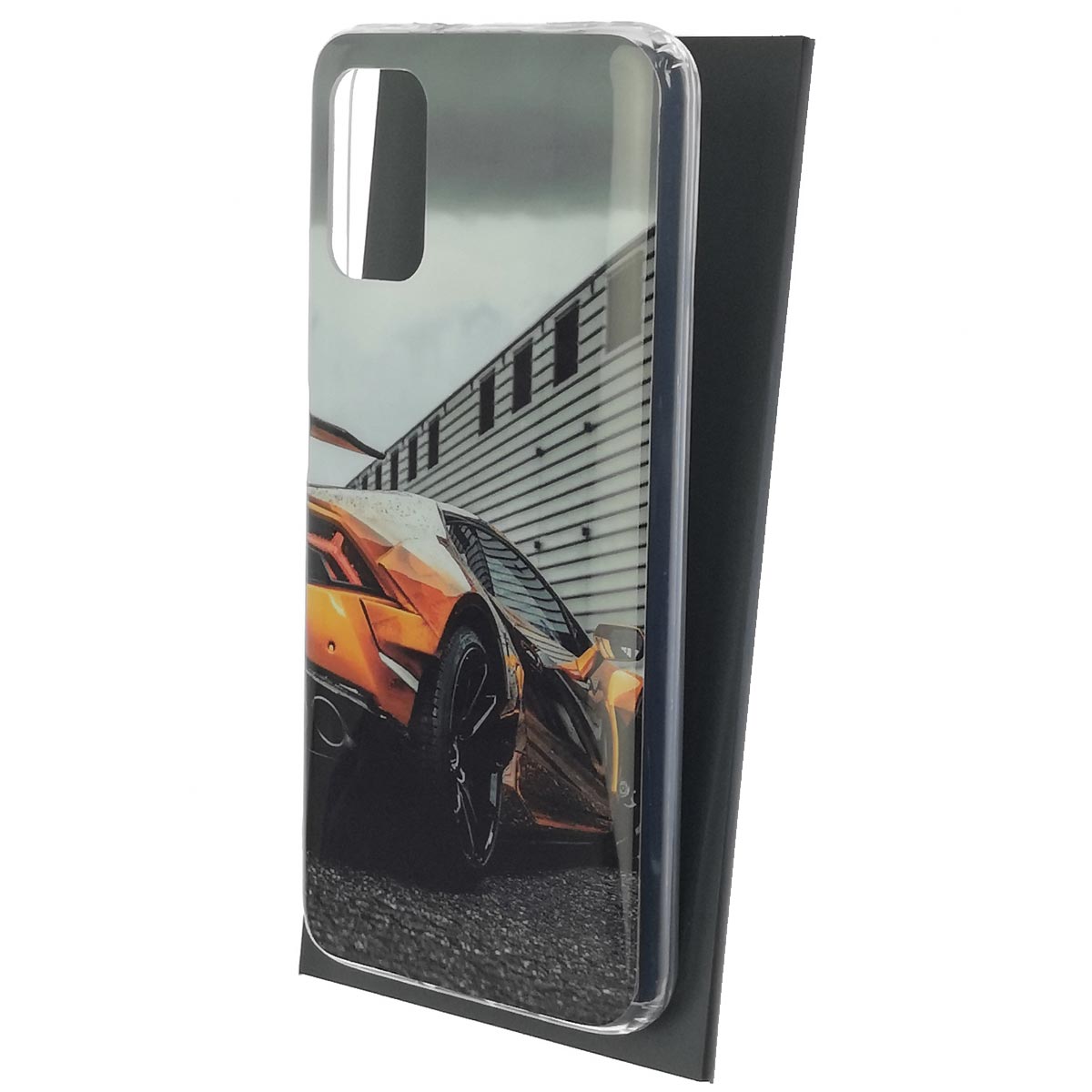 Чехол накладка Vinil для XIAOMI POCO M3, силикон, глянцевый, рисунок оранжевый Ламборджини