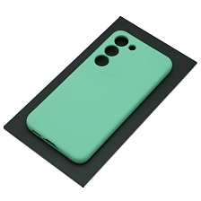 Чехол накладка Silicon Cover для SAMSUNG Galaxy S23, защита камеры, силикон, бархат, цвет светло зеленый