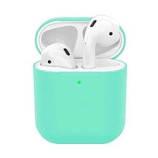 Чехол Silicon Case Slim для беспроводных наушников APPLE AirPods 1, AirPods 2, силикон, цвет бирюзовый. Чехол Silicon Case Slim для беспроводных наушников APPLE AirPods 1, AirPods 2, силикон, цвет бирюзовый.
