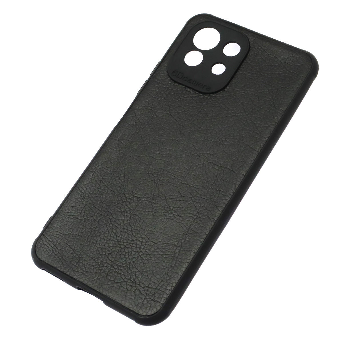 Чехол накладка для XIAOMI MI 11 Lite, силикон, текстура кожи, цвет черный